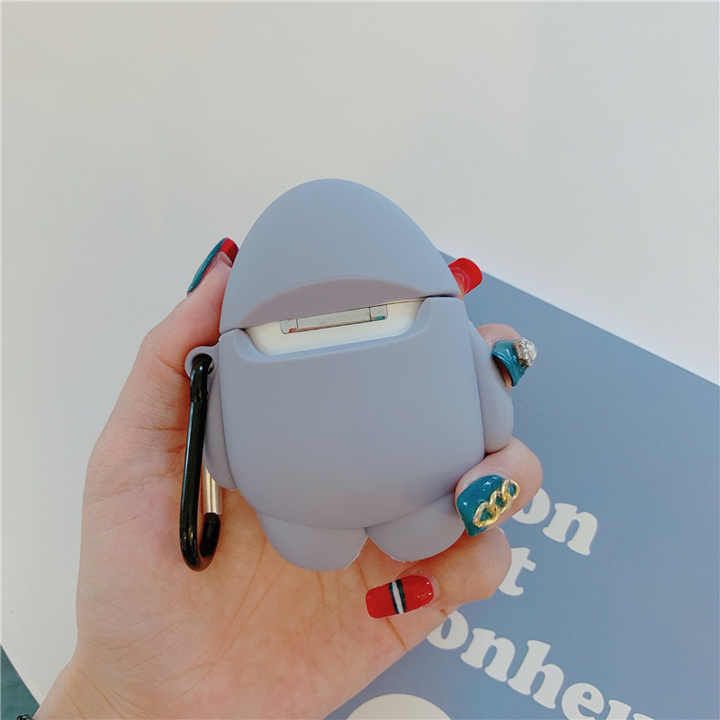 Airpods Case Soft Silicone Cover With Hook Clip For Airpods (Cute Shark)