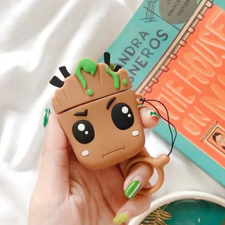 Airpods Case Soft Silicone Cover With Hook Clip For Airpods (Groot)