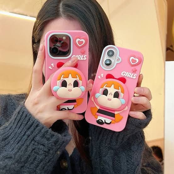 Cute Little Girl Silicone With Pop Stand Phone Case