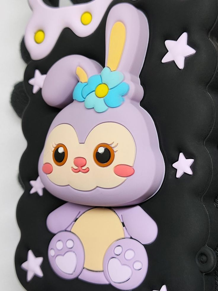 Cute Black Rabbit Silicone With Pop Stand Phone Case