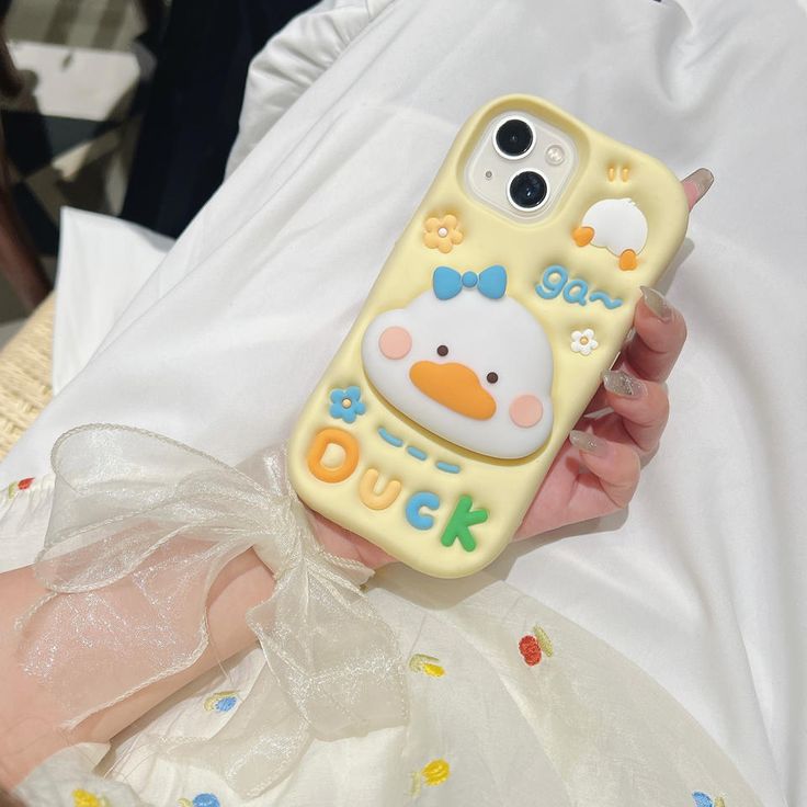 Kawaii Duck Silicone With Pop Stand Phone Case