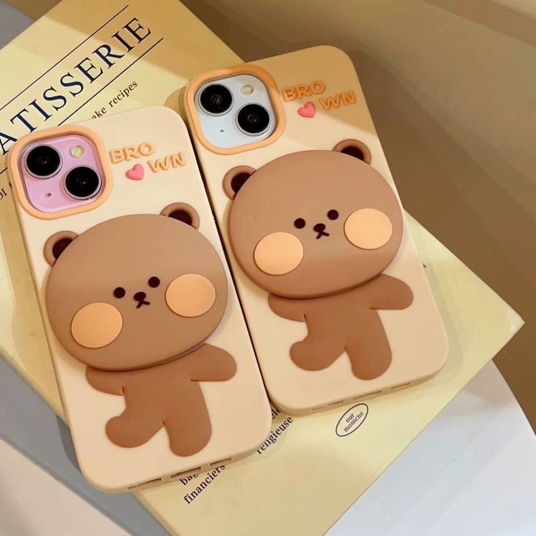 3D Mirror Bear Silicon Phone Cases For iPhone