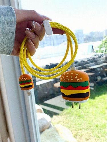 Cute Cartoon Series Fast Charger Protector for iPhone(Burger )