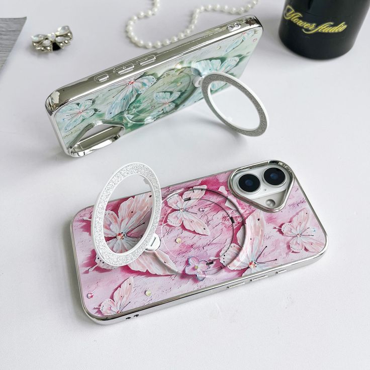 Elegant Floral Printed With Magsafe Stand Phone Case