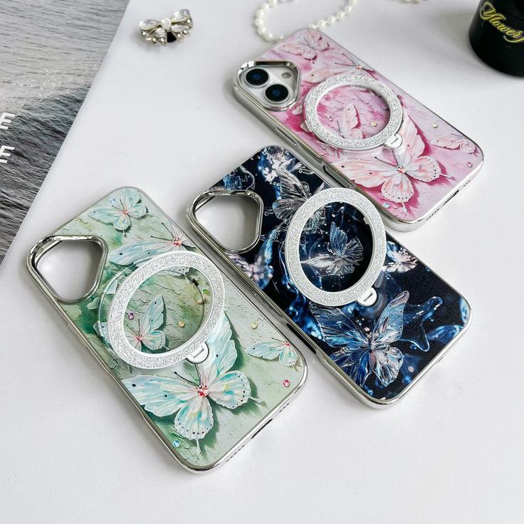 Elegant Floral Printed With Magsafe Stand Phone Case