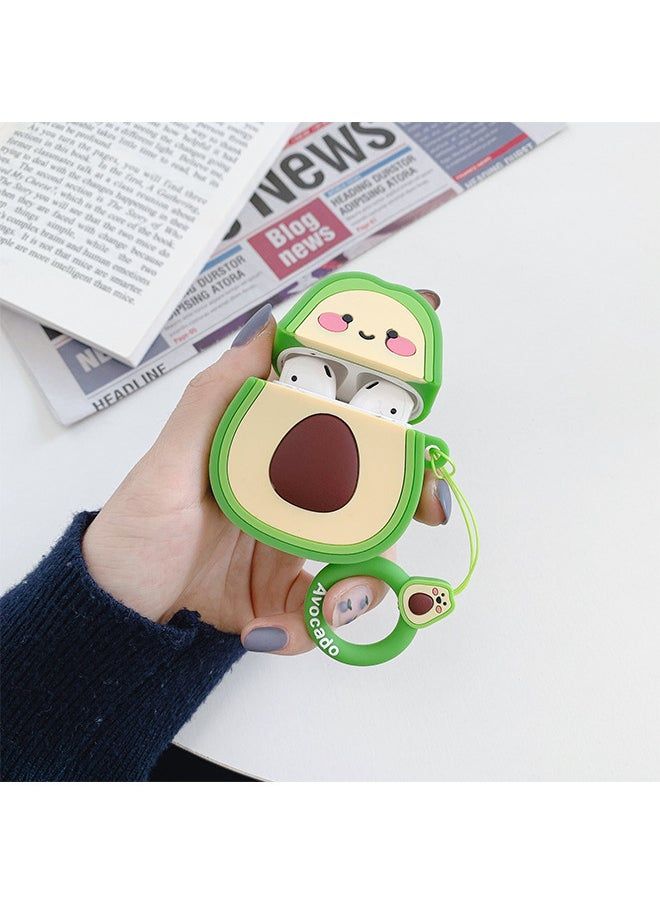 Airpods Case Soft Silicone Cover With Hook Clip For Airpods (Avocado)