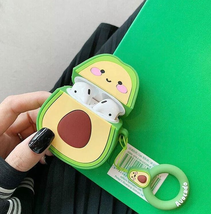Airpods Case Soft Silicone Cover With Hook Clip For Airpods (Avocado)