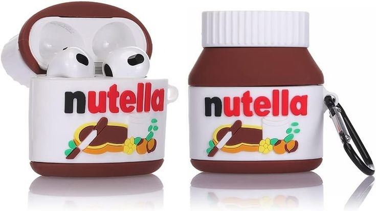 Airpods Case Soft Silicone Cover With Hook Clip For Airpods (Nutella)