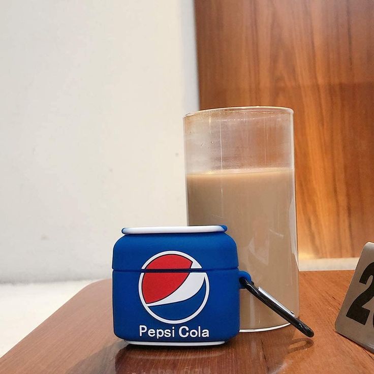 Airpods Case Soft Silicone Cover With Hook Clip For Airpods (Pepsi Cola)