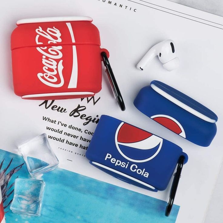 Airpods Case Soft Silicone Cover With Hook Clip For Airpods (Pepsi Cola)