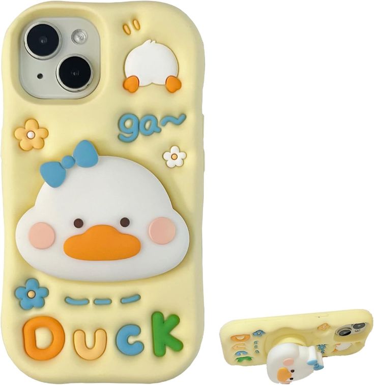 Kawaii Duck Silicone With Pop Stand Phone Case