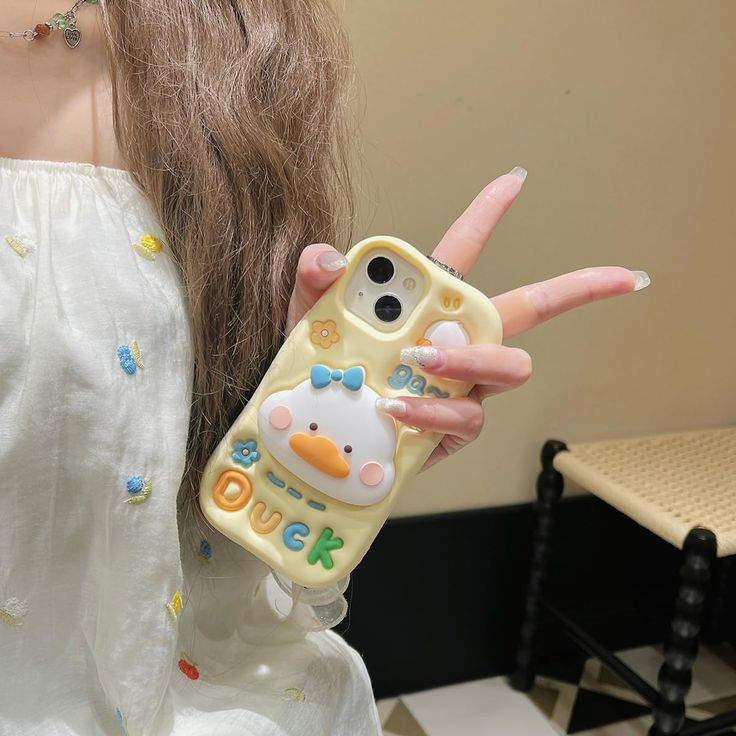 Kawaii Duck Silicone With Pop Stand Phone Case
