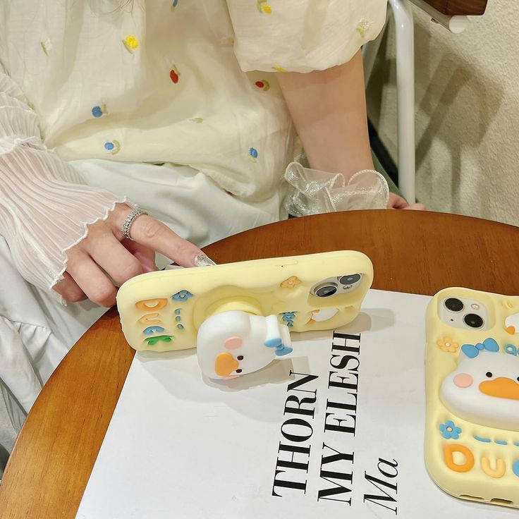 Kawaii Duck Silicone With Pop Stand Phone Case