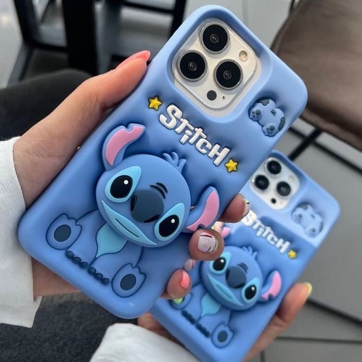 Cute Cartoon Stitch Silicone With Pop Stand Phone Case