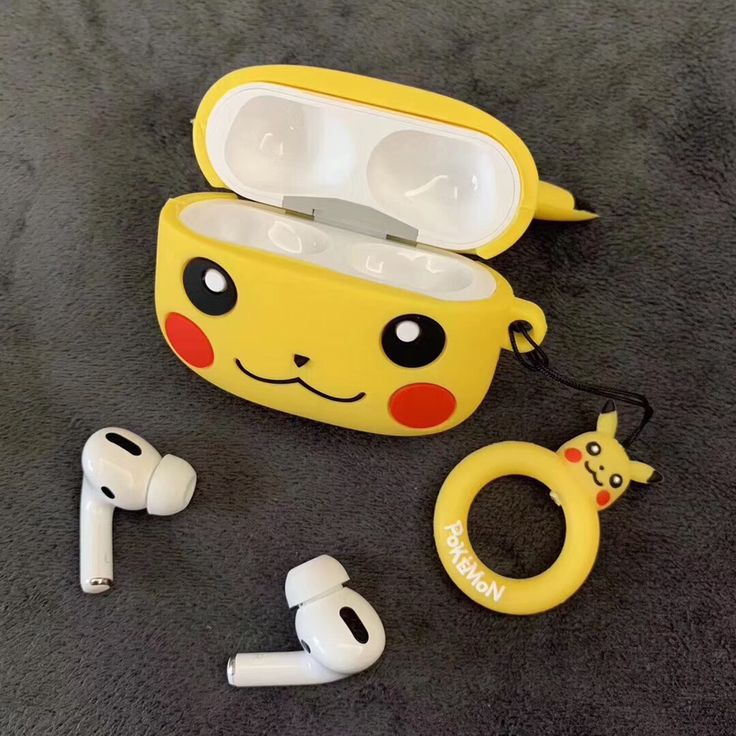 Airpods Case Soft Silicone Cover With Hook Clip For Airpods (Pikachu )