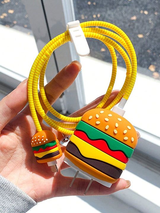 Cute Cartoon Series Fast Charger Protector for iPhone(Burger )