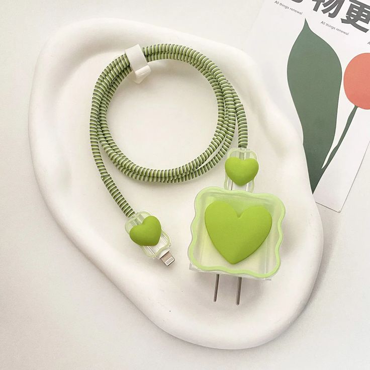 Cute Cartoon Series Fast Charger Protector for iPhone (Green Heart)