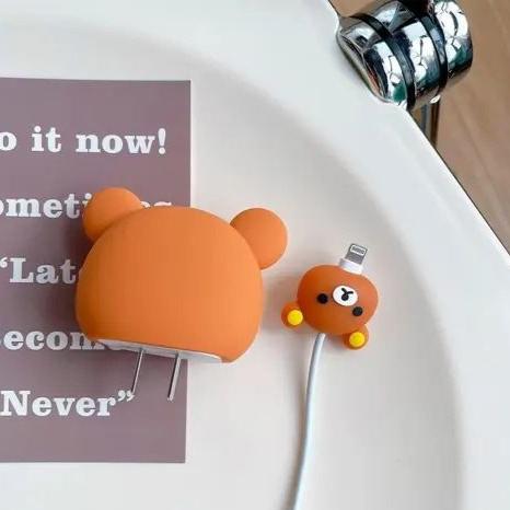 Cute Cartoon Series Fast Charger Protector for iPhone(Teddy Bear )