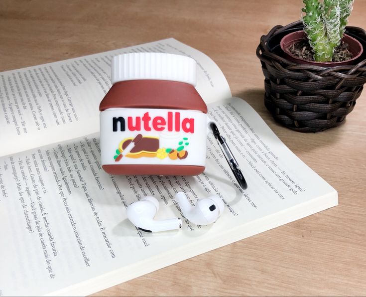 Airpods Case Soft Silicone Cover With Hook Clip For Airpods (Nutella)