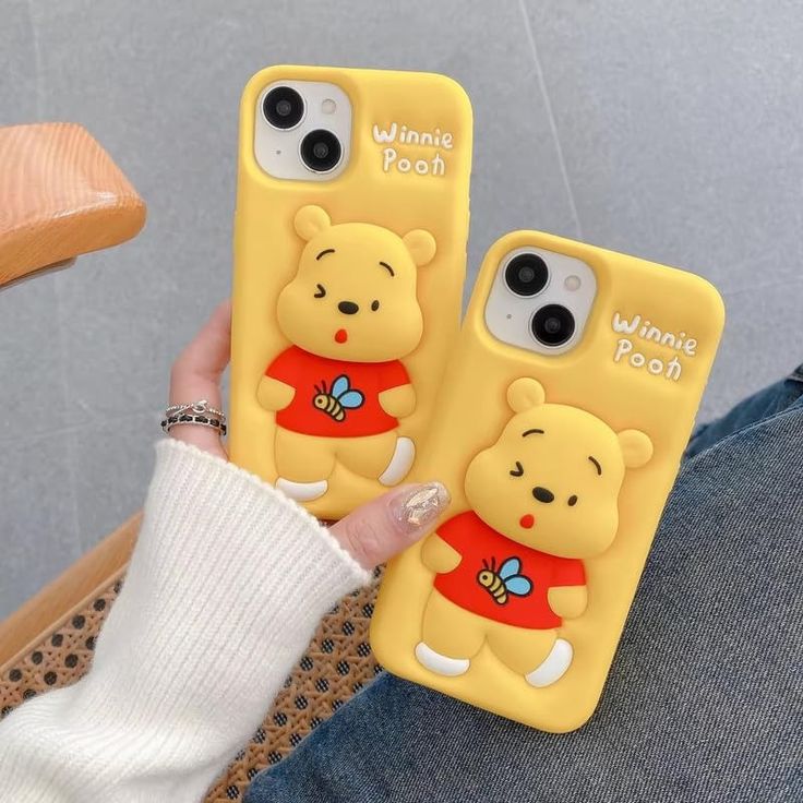 Premium Pooh and Stitch-Pooh Silicone Case For iPhone
