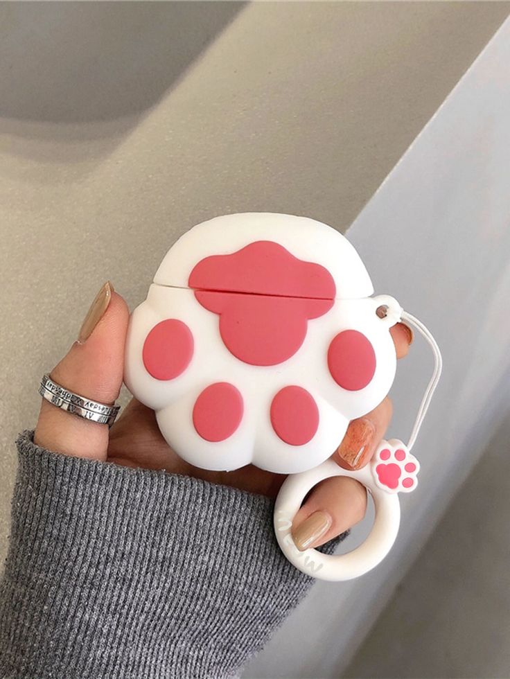 Airpods Case Soft Silicone Cover With Hook Clip For Airpods (Cute Paw Claw)