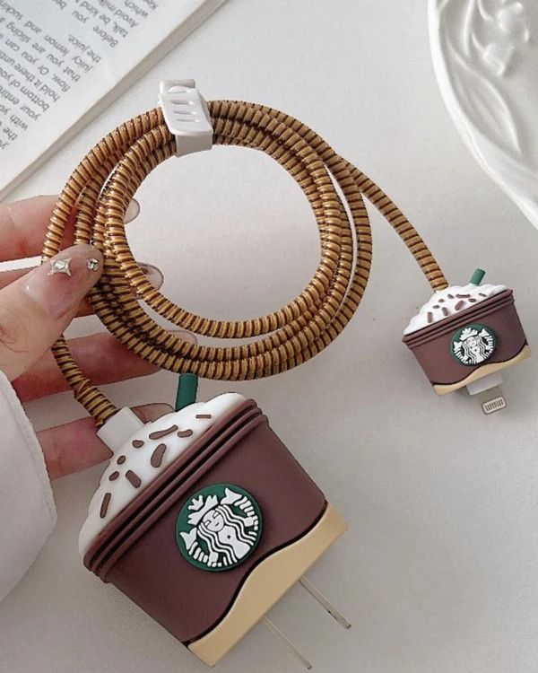 Cute Cartoon Series Fast Charger Protector Case(Chocolate Coffee Cup )