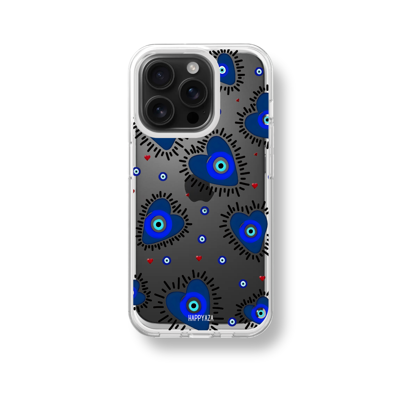 Blue Evil Eye With Hearts Silicone Phone Case