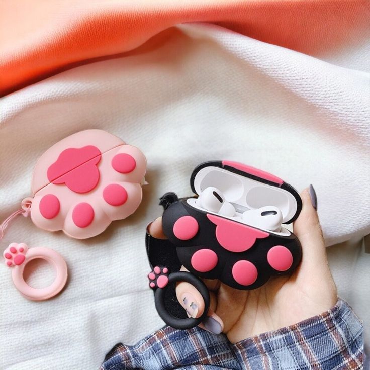 Airpods Case Soft Silicone Cover With Hook Clip For Airpods (Cute Paw Claw)