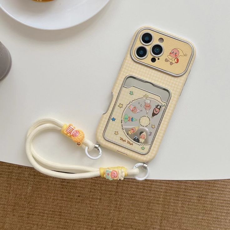 Yellow Pastel Cartoon Phone Case With Detachable Lanyard Strap