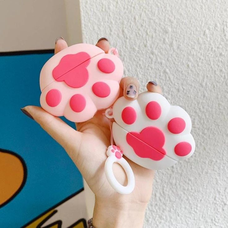 Airpods Case Soft Silicone Cover With Hook Clip For Airpods (Cute Paw Claw)