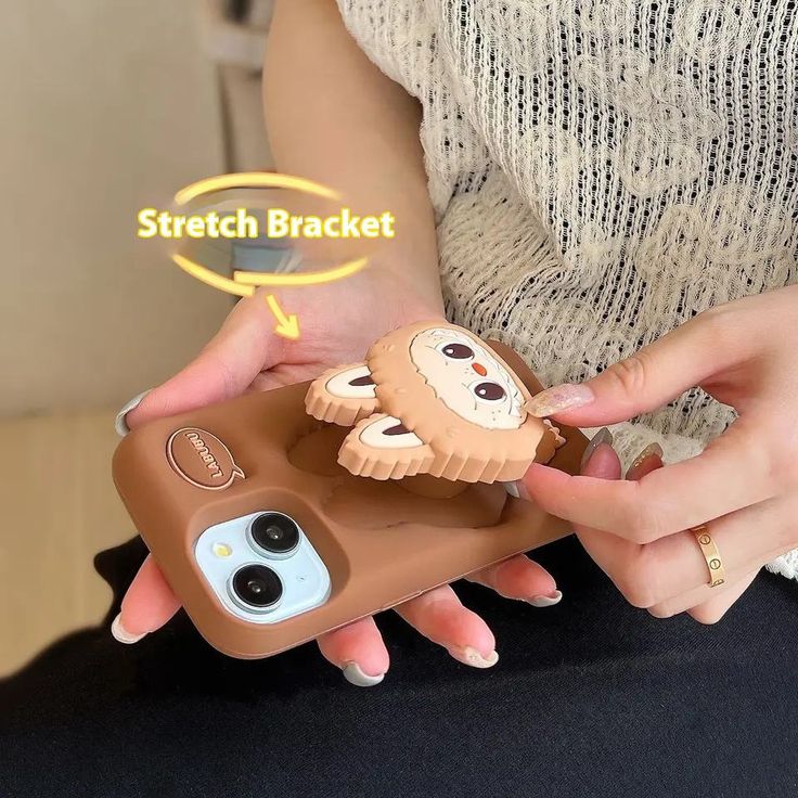 Cocoa Labubu Silicone With Pop Stand Phone Case