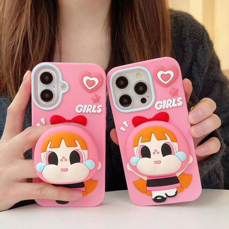 Cute Little Girl Silicone With Pop Stand Phone Case