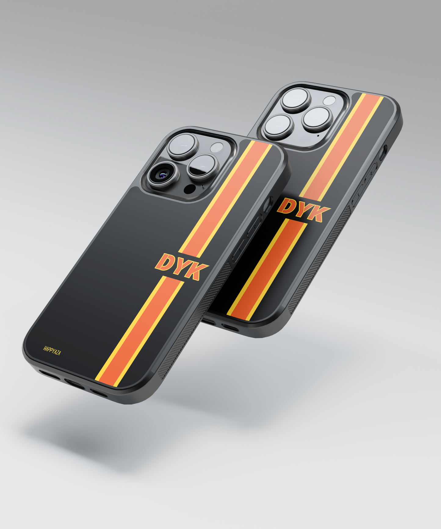Customised Abstract Black & Orange Line Name Designer Phone Case
