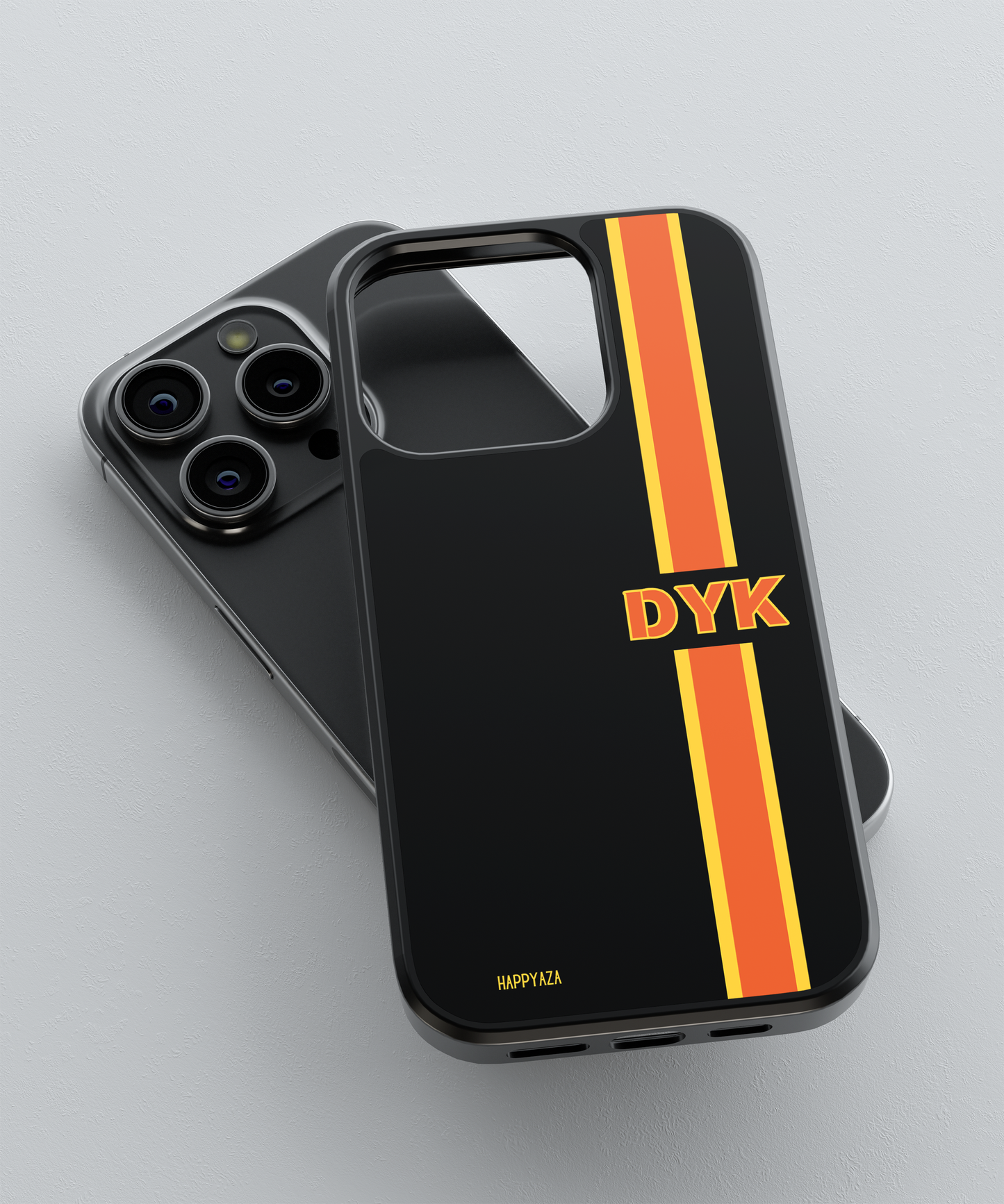 Customised Abstract Black & Orange Line Name Designer Phone Case