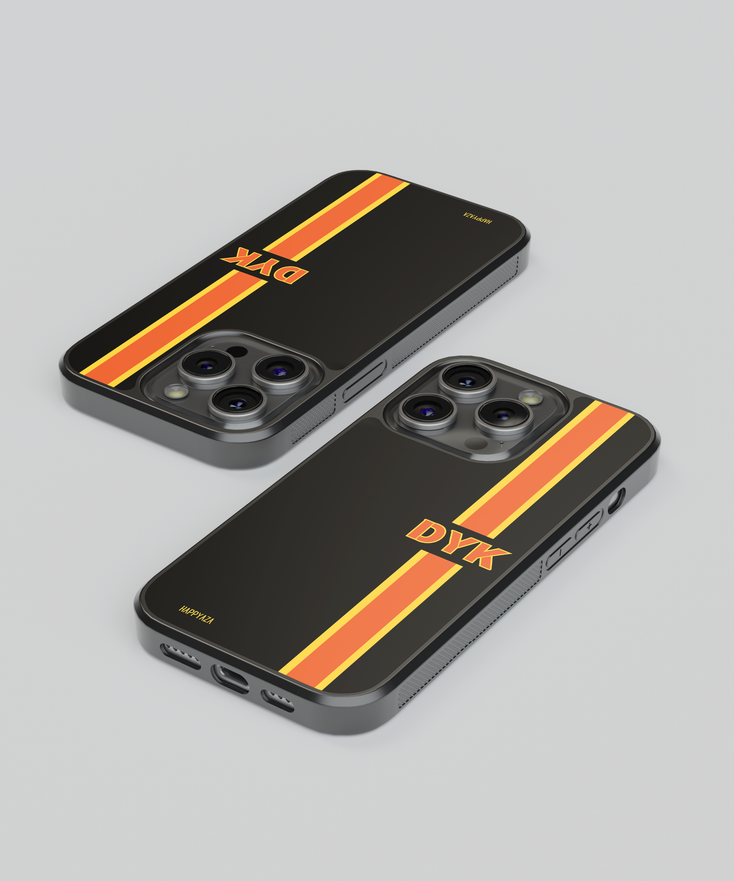 Customised Abstract Black & Orange Line Name Designer Phone Case