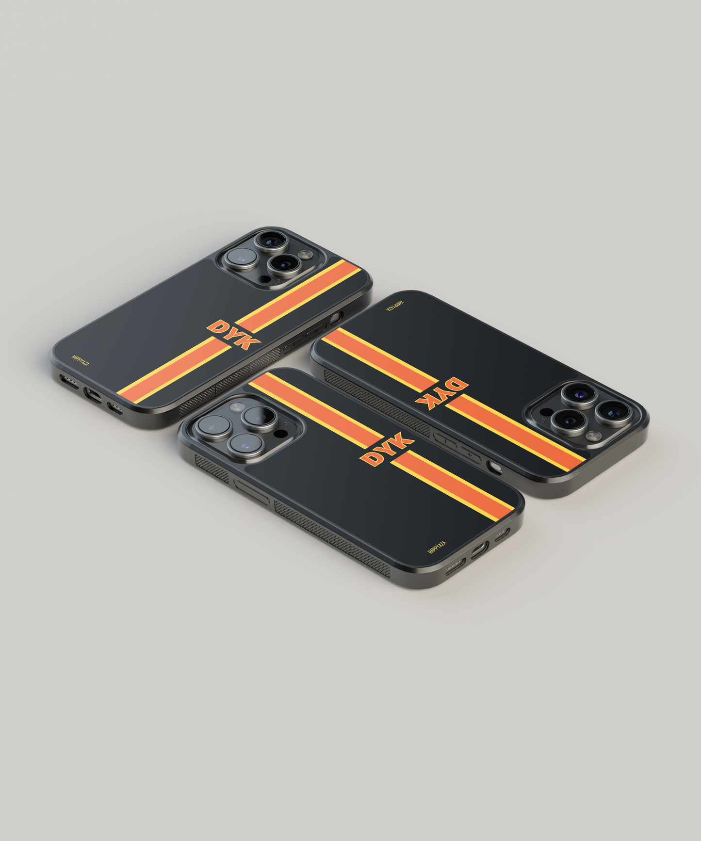 Customised Abstract Black & Orange Line Name Designer Phone Case