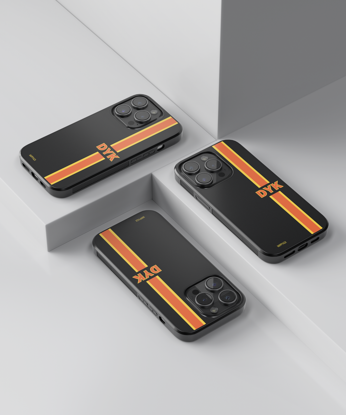 Customised Abstract Black & Orange Line Name Designer Phone Case
