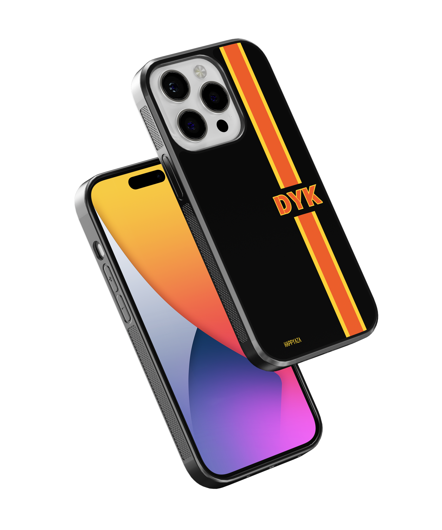 Customised Abstract Black & Orange Line Name Designer Phone Case