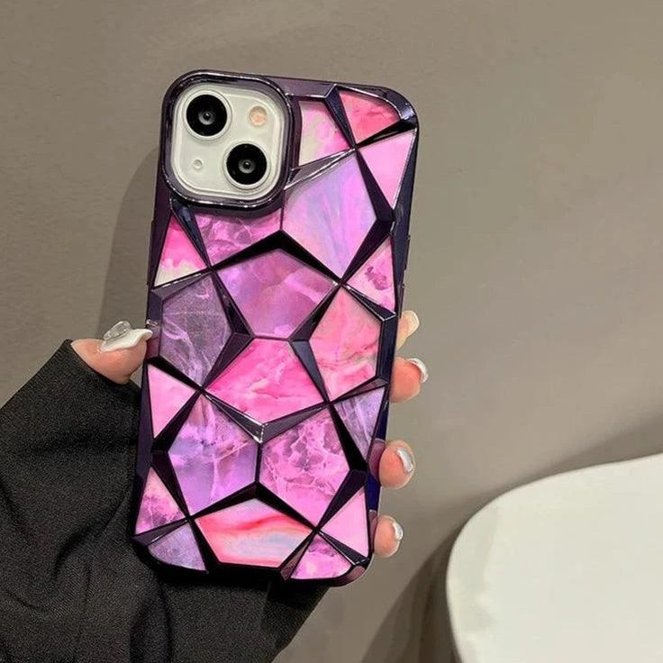 Geometric Colorful Marble Case For iPhone