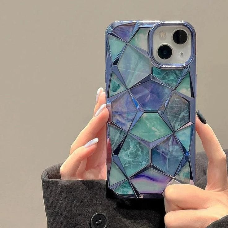 Geometric Colorful Marble Case For iPhone