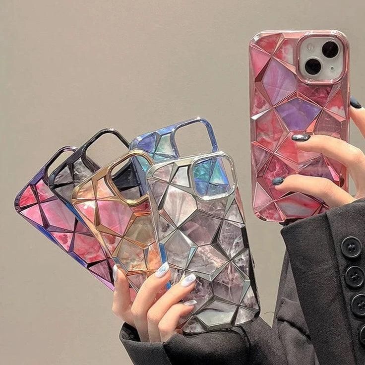 Geometric Colorful Marble Case For iPhone