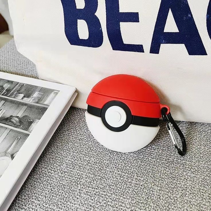 Airpods Case Soft Silicone Cover With Hook Clip For Airpods ( PokeBall)