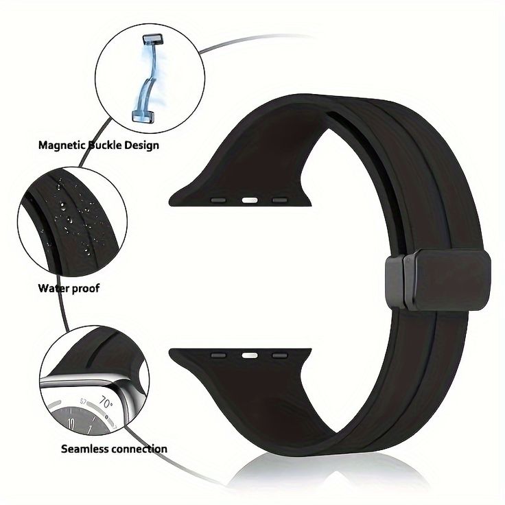 Magnetic Folding Buckle Silicone Band Strap For Watch