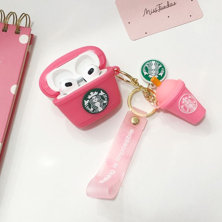 Airpods Case Soft Silicone Cover With Hook Clip For Airpods (Starbucks)