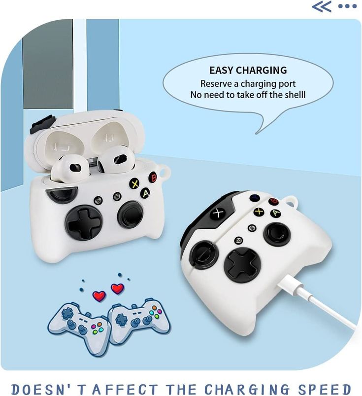 Airpods Case Soft Silicone Cover With Hook Clip For Airpods (Game Controller)