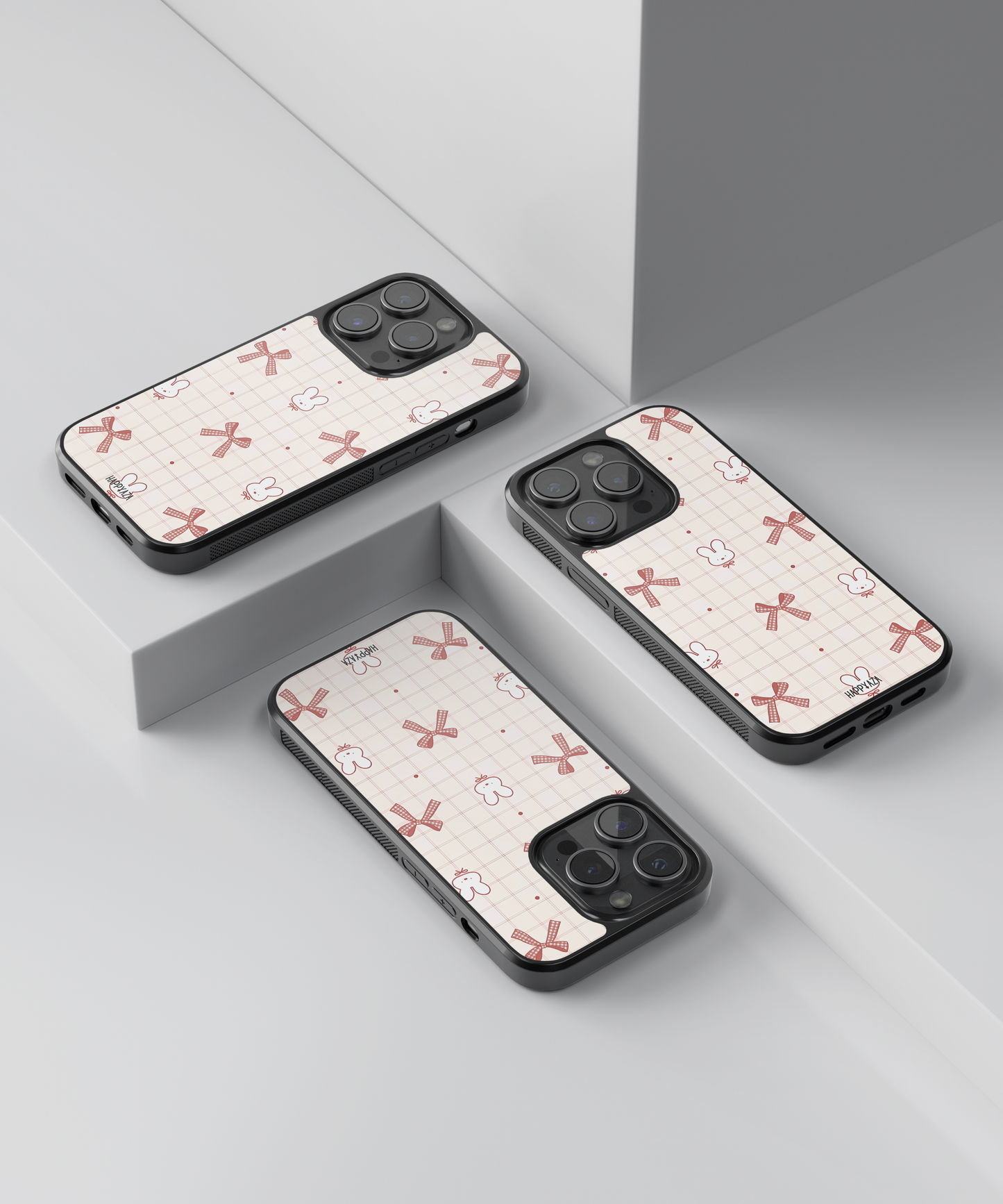 Gingham Bunny Bows Designer Phone Case