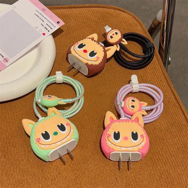 Cute Cartoon Series Fast Charger Protector for iPhone (Cute LABUBU)