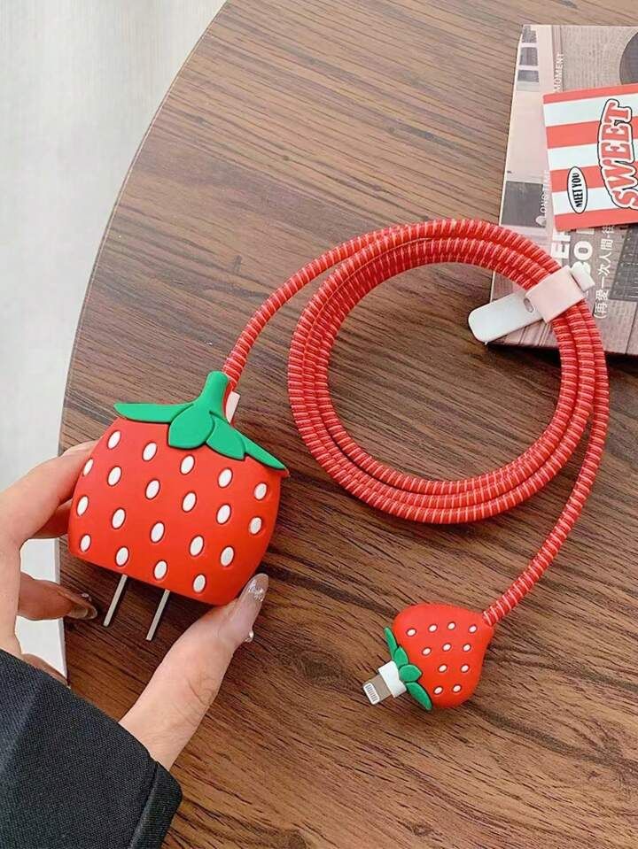 Cute Cartoon Series Fast Charger Protector for iPhone(Strawberry)