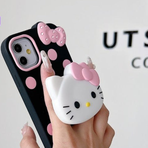 Bow Kitty Silicone With Pop Stand Phone Case