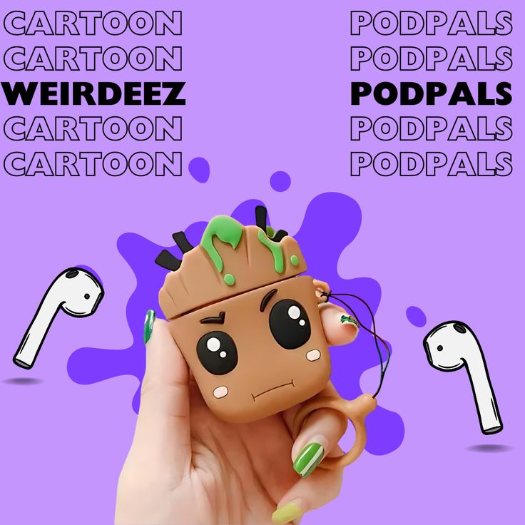 Airpods Case Soft Silicone Cover With Hook Clip For Airpods (Groot)